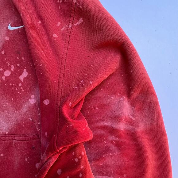 Vintage Y2K Thrashed Faded Red Nike Mini Swoosh Hoodie Sweatshirt M Paint Grunge - Picture 5 of 10
